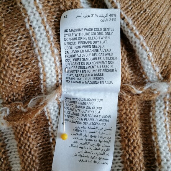 NWT Style & Co. Womens Caramel Kiss Brown Drop Shoulder Stripped Sweater Size L - Picture 7 of 8